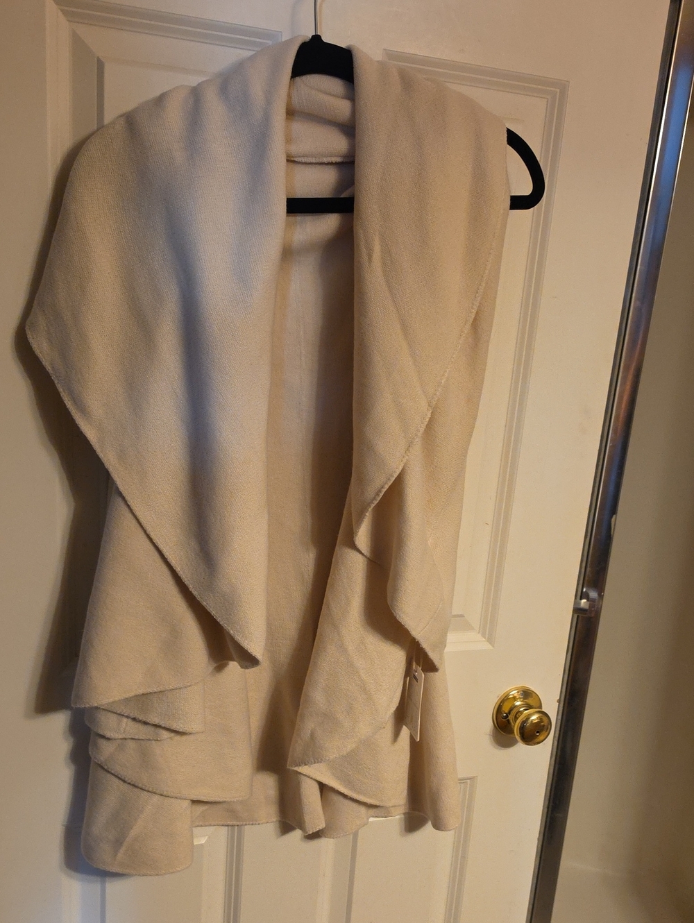 Cream Draped Open Front Vest Look OS